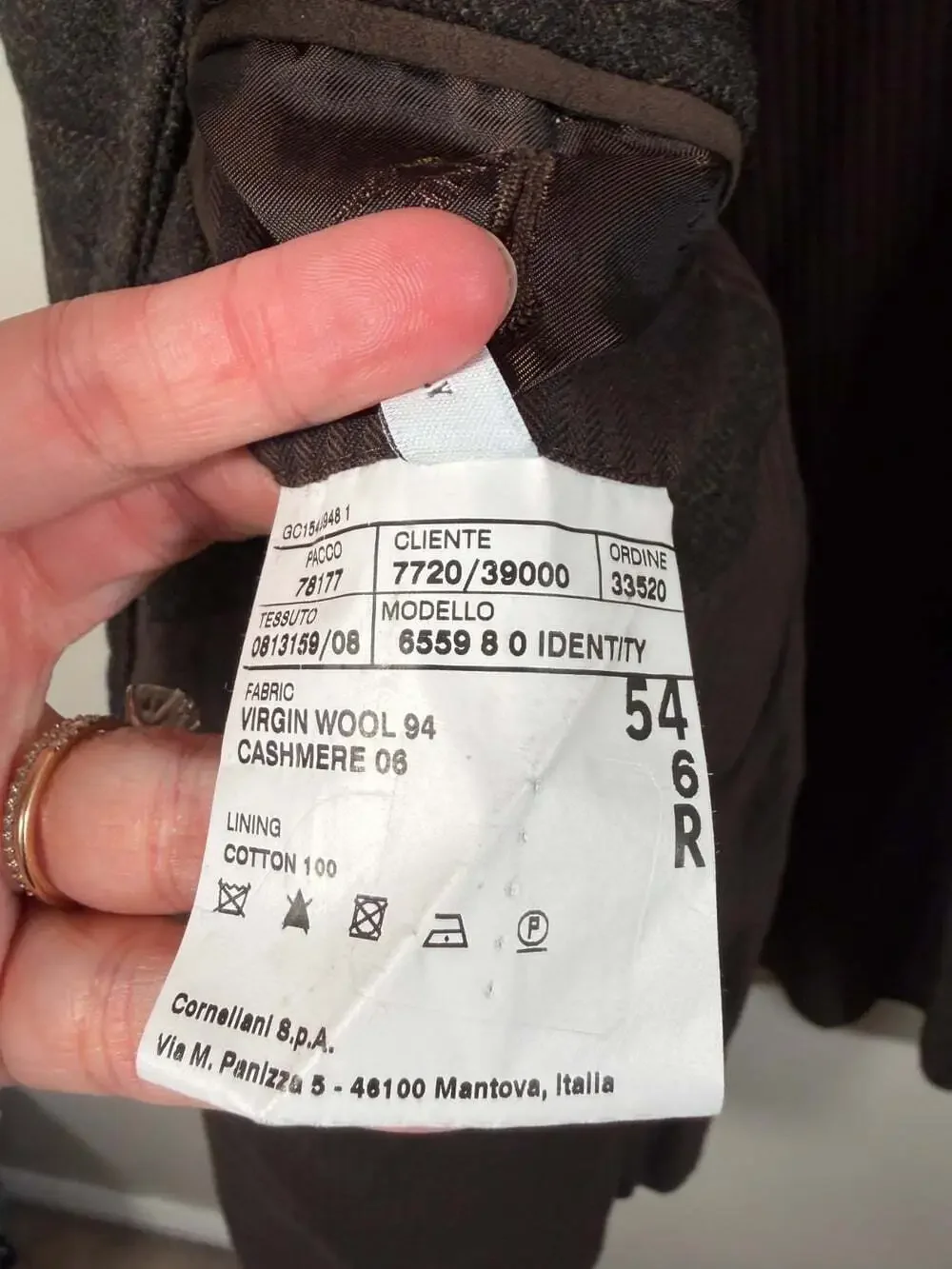 Corneliani ID Sport Jacket Cashmere Wool Size US 44 IT 54 Detachable Vest Brown